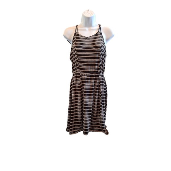 C Sleeveless Scoop Neck Dress Womens Size S Black White Stripes Casual Wear - Picture 1 of 9